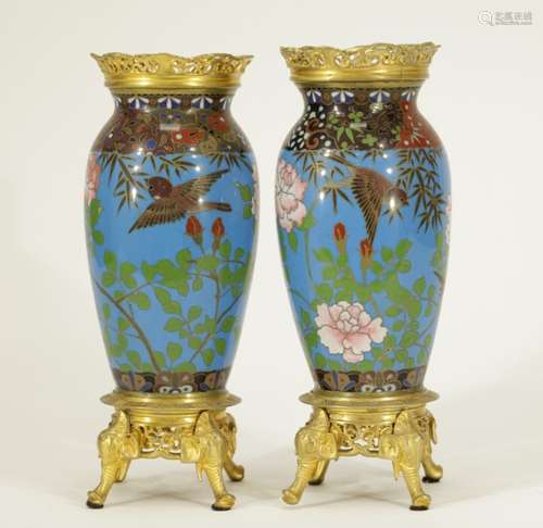 Pair of Japanese Cloisonne Vases