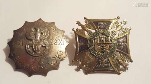 Antique Polish Pair Enamel Badges