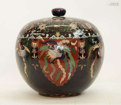 Japanese 19th C. Cloisonne Larger Cover Jar