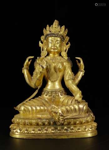 Chinese Gilt Bronze Seating Buddha