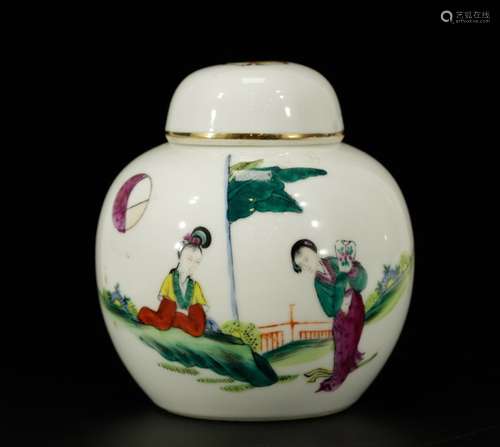 Chinese Famille Verte Porcelain Cover Jar