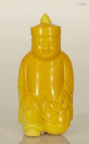 Chinese Bone Carved Figural Snuff Bottle