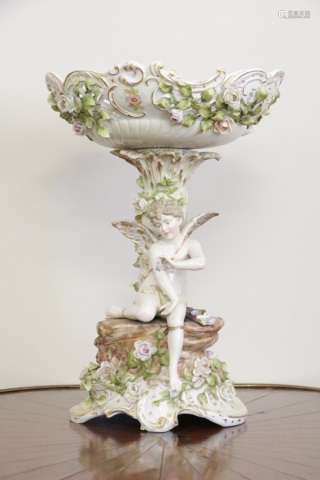 Italian Capodimonte Porcelain Bowl Angel