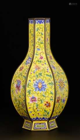 Qing Dynasty Enamel Vase w/ Mark