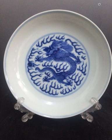 Chinese Blue/White Dragon Plate