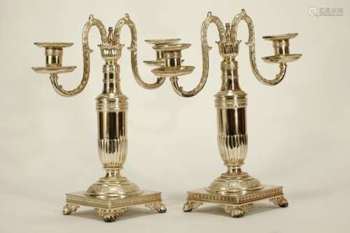 Pair of Tiffany 19th C. Silver Candelabra