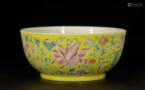 Chinese Yellow Glazed Porcelain Bowl