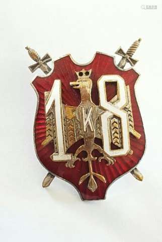Antique Polish Enamel Badge with ruby red enamel