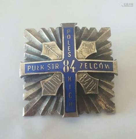 Antique Polish Regimental Enamel Badge Circa 1914