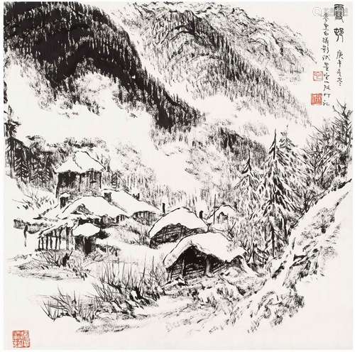 张仃 雪村 设色纸本 镜心