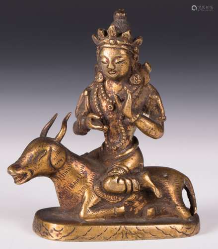 CHINESE GILT BRONZE FIGURE OF TING GYI SHAL ZANGMA