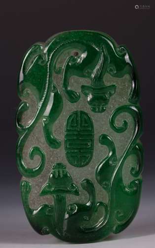 CHINESE TWO TONE PEKING GLASS CHILONG PLAQUE