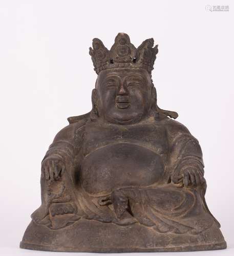 CHINESE BRONZE FIGURE OF LAUGHING BUDDHA HOTEI