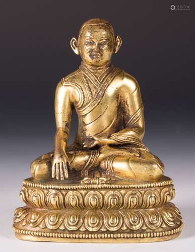 CHINESE GILT BRONZE FIGURE OF DALAI LAMA