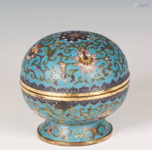 CHINESE BRONZE ENAMEL CLOISONNE ROUND BOX