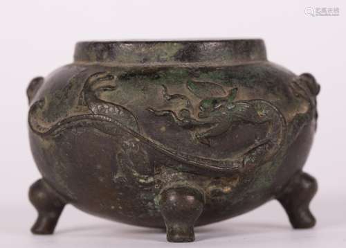 CHINESE BRONZE DRAGON WATER COUPE