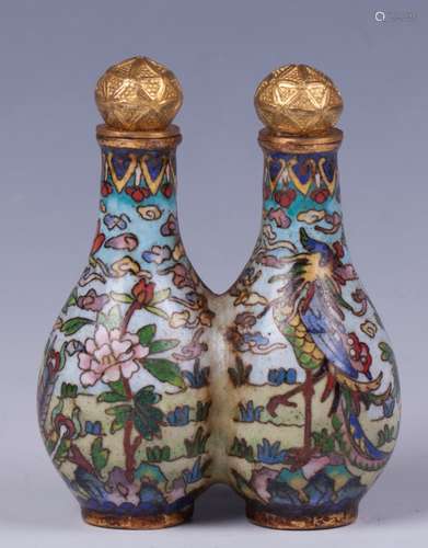 CHINESE DOUBLE CLOISONNE SNUFF BOTTLE