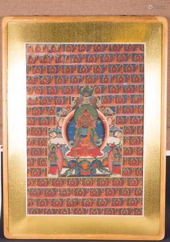 CHINESE FRAMED THANGKA OF TARA