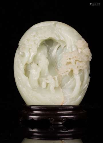 CHINESE WHITE JADE SCHOLAR AND MOUNTAIN BOULDER