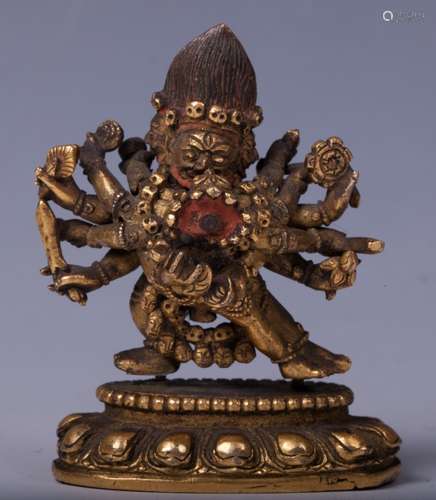 CHINESE GILT BRONZE FIGURE OF YAMANTAKA