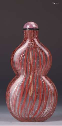 CHINESE PEKING GLASS GOURD SHAPE SNUFF BOTTLE