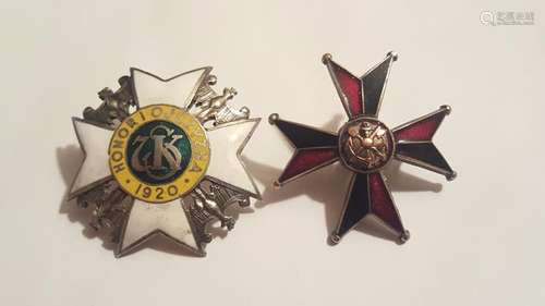 Antique Polish Enamel Pair of Badges