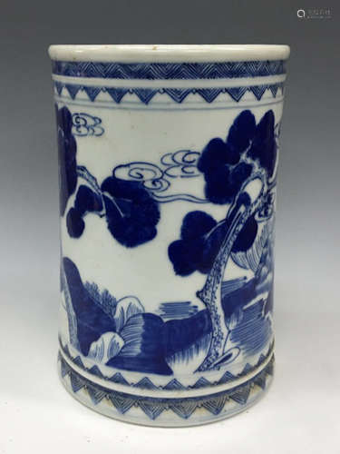 Chinese Blue/White Porcelain Brush Pot