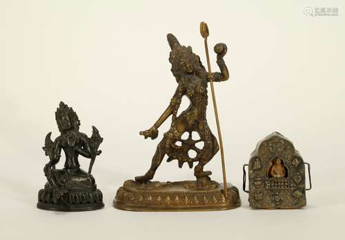 3 Pieces of Tibetan Bronze Buddha