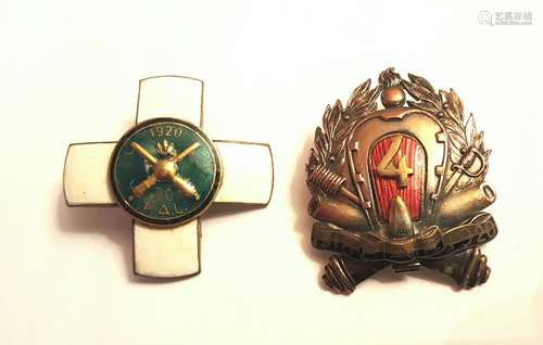 Antique Polish Bronze Enamel Artillery badges