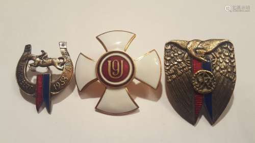 Antique Polish Three Enamel Badges