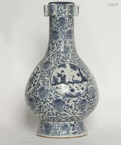 Chinese Large Blue/White Porcelain Vase