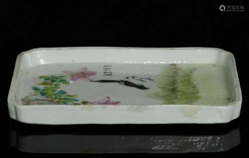 19th C. Chinese Famille Verte Porcelain Tea Tray