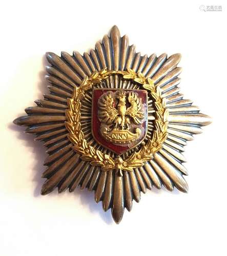 Antique Polish Silver Enamel large breast star