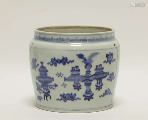 Chinese Blue/White Porcelain Eight Treasure Jar