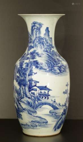 Chinese Blue/White Vase Depicting Landscape