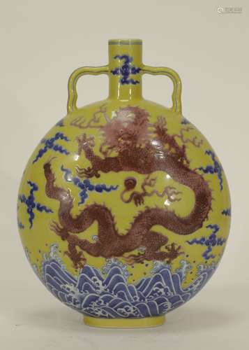 Chinese Porcelain Yellow Glazed Vase