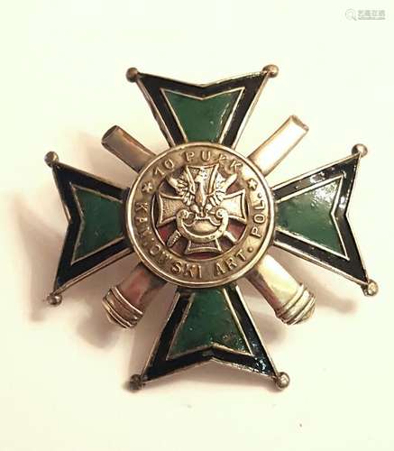 Antique silver enamel Artillery Badge