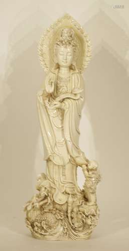 Chinese Blanc De Chine Standing Guanyin