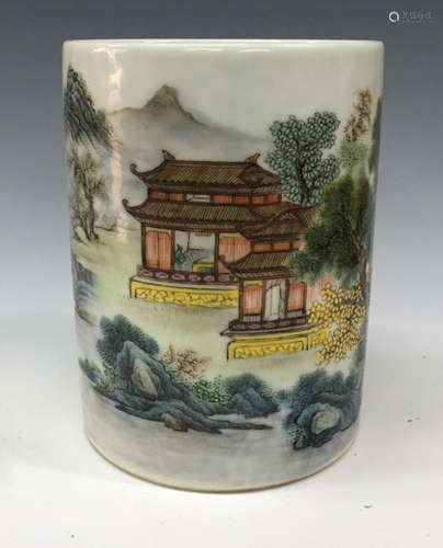 Chinese Famile Rose Porcelain Brush Pot