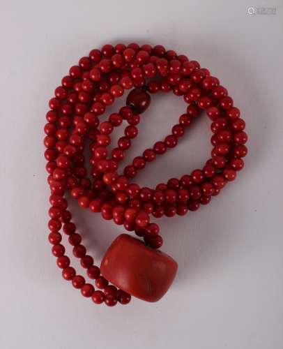 A Red Chinese hardstone Necklace