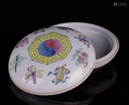 Chinese Famille Rose Porcelain Ink Box w/ Mark