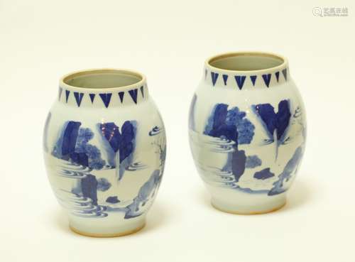 Pair of Chinese Blue/White Jars