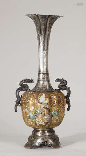 Magnificent Japanese Silver Top Quality Vase