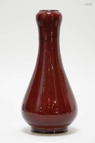 Qing Dynasty Chinese Red Glazed Porcelain Vase