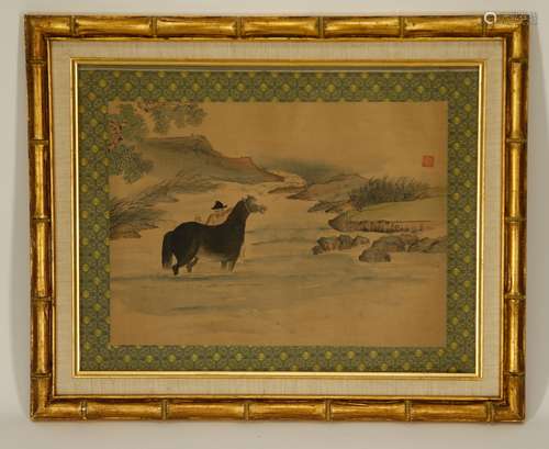 A Chinese Ink/Color Painting w/ Gilt Frame