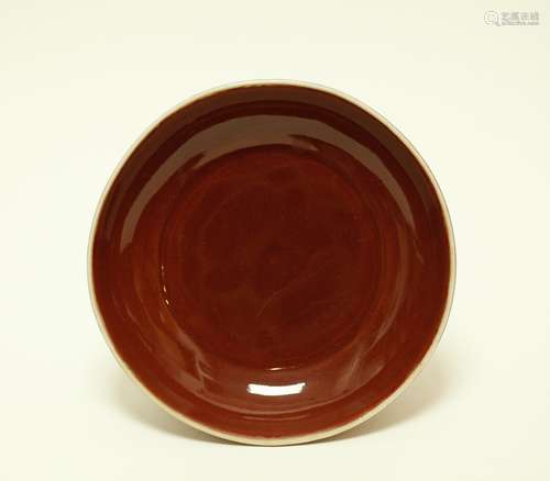 Qianlong Chinese Red Glazed Porcealin Plate