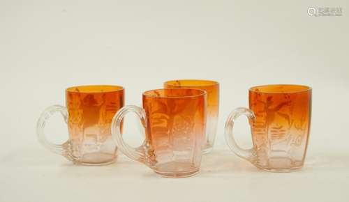 Set of 4 Early Amberina Glass