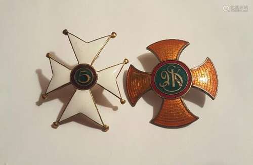 Antique Polish Enamel Pair of Badges