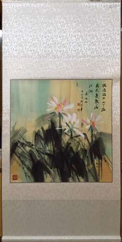 Chinese Scroll Painting of Flower & Bird Scene