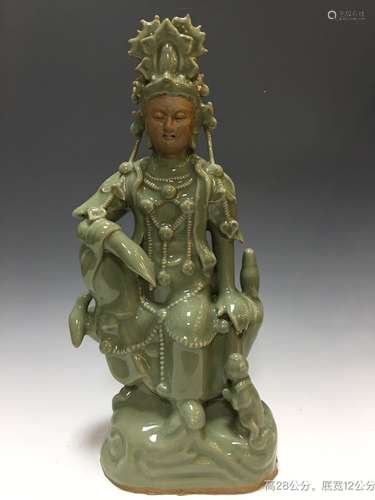 Chinese Celadon Glazed Porcelain Guanyin